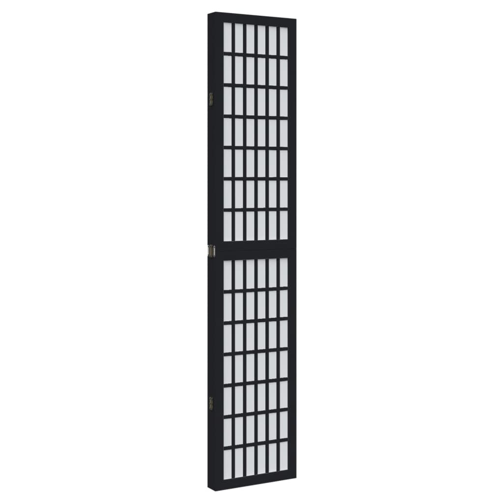vidaXL Parawan pokojowy, 4-panelowy, czarny, lite drewno paulowni