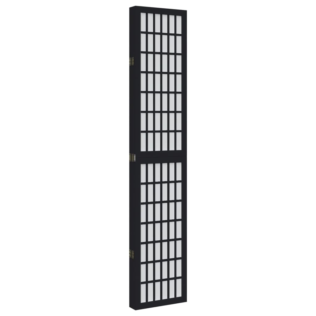 vidaXL Parawan pokojowy, 5-panelowy, czarny, lite drewno paulowni