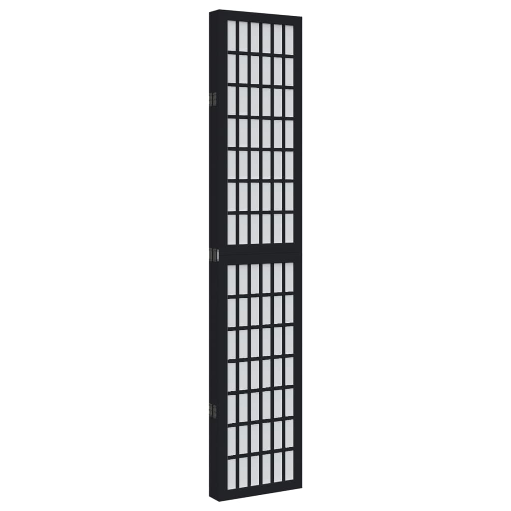 vidaXL Parawan pokojowy, 5-panelowy, czarny, lite drewno paulowni