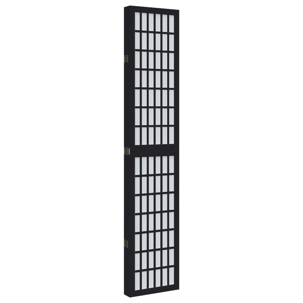 vidaXL Parawan pokojowy, 5-panelowy, czarny, lite drewno paulowni