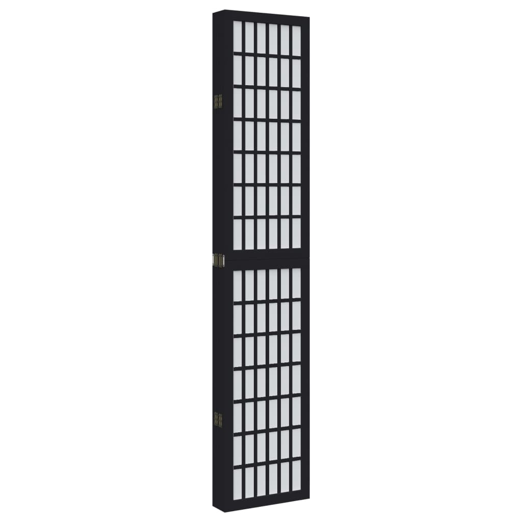 vidaXL Parawan pokojowy, 6-panelowy, czarny, lite drewno paulowni