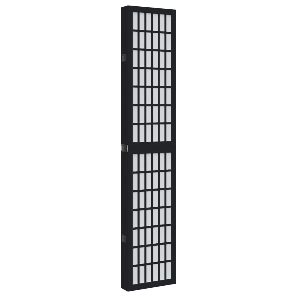 vidaXL Parawan pokojowy, 6-panelowy, czarny, lite drewno paulowni