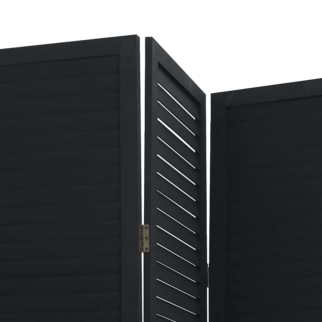 vidaXL Parawan pokojowy, 4-panelowy, czarny, lite drewno paulowni