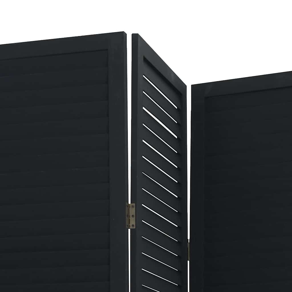 vidaXL Parawan pokojowy, 4-panelowy, czarny, lite drewno paulowni