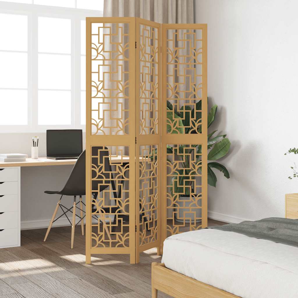 vidaXL Parawan pokojowy, 3-panelowy, lite drewno paulowni