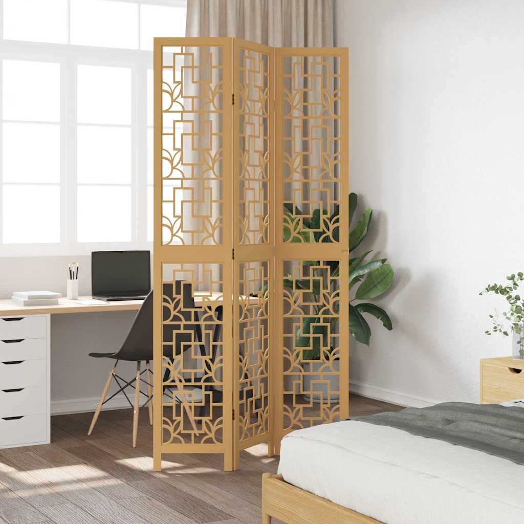 vidaXL Parawan pokojowy, 3-panelowy, lite drewno paulowni