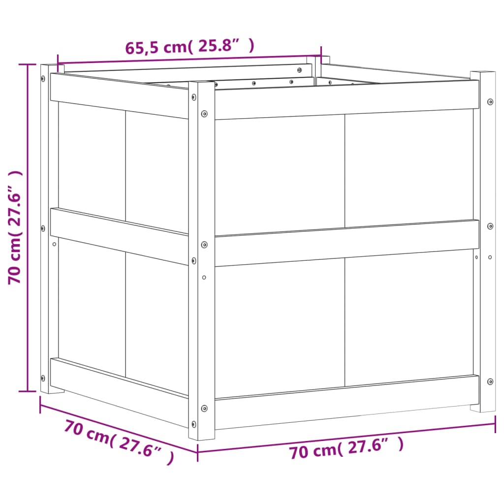 vidaXL Donica ogrodowa, 70x70x70 cm, lite drewno sosnowe