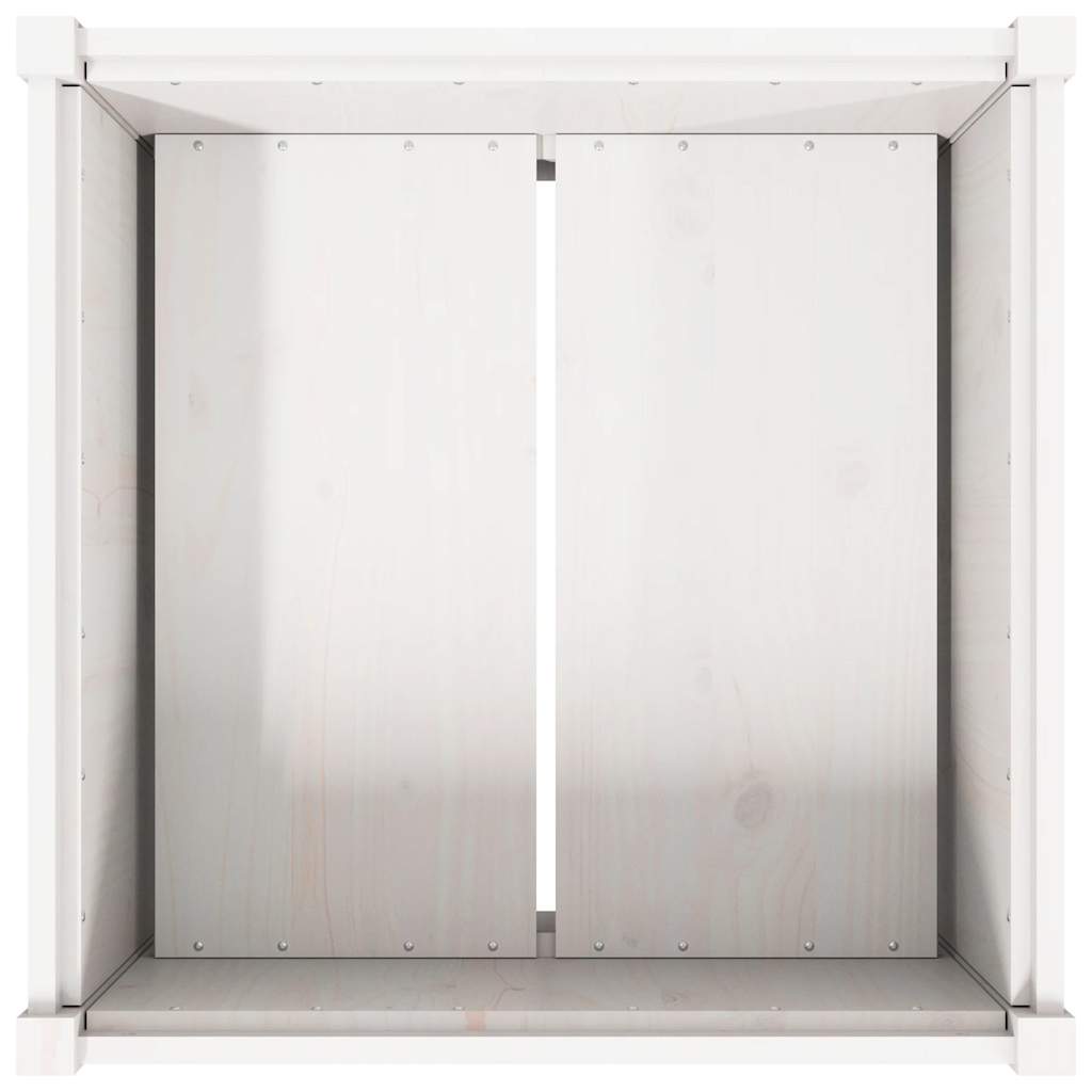 vidaXL Donica ogrodowa, biała, 70x70x70 cm, lite drewno sosnowe