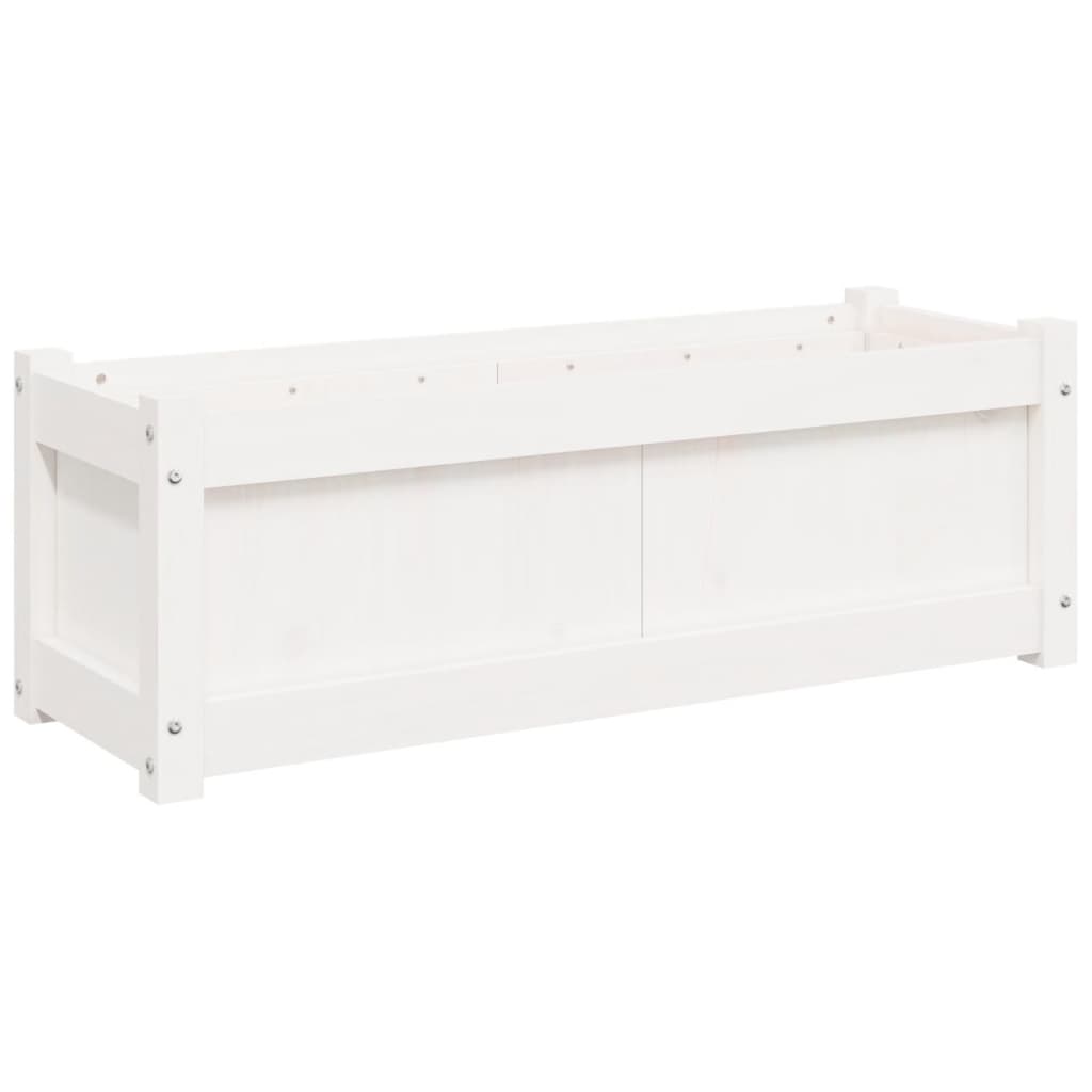 vidaXL Donica ogrodowa, biała, 90x31x31 cm, lite drewno sosnowe