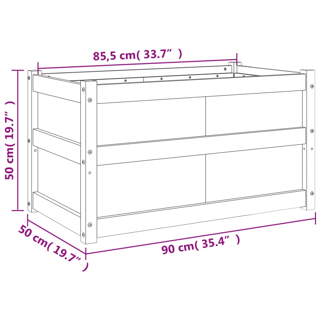 vidaXL Donica ogrodowa, 90x50x50 cm, impregnowane drewno sosnowe