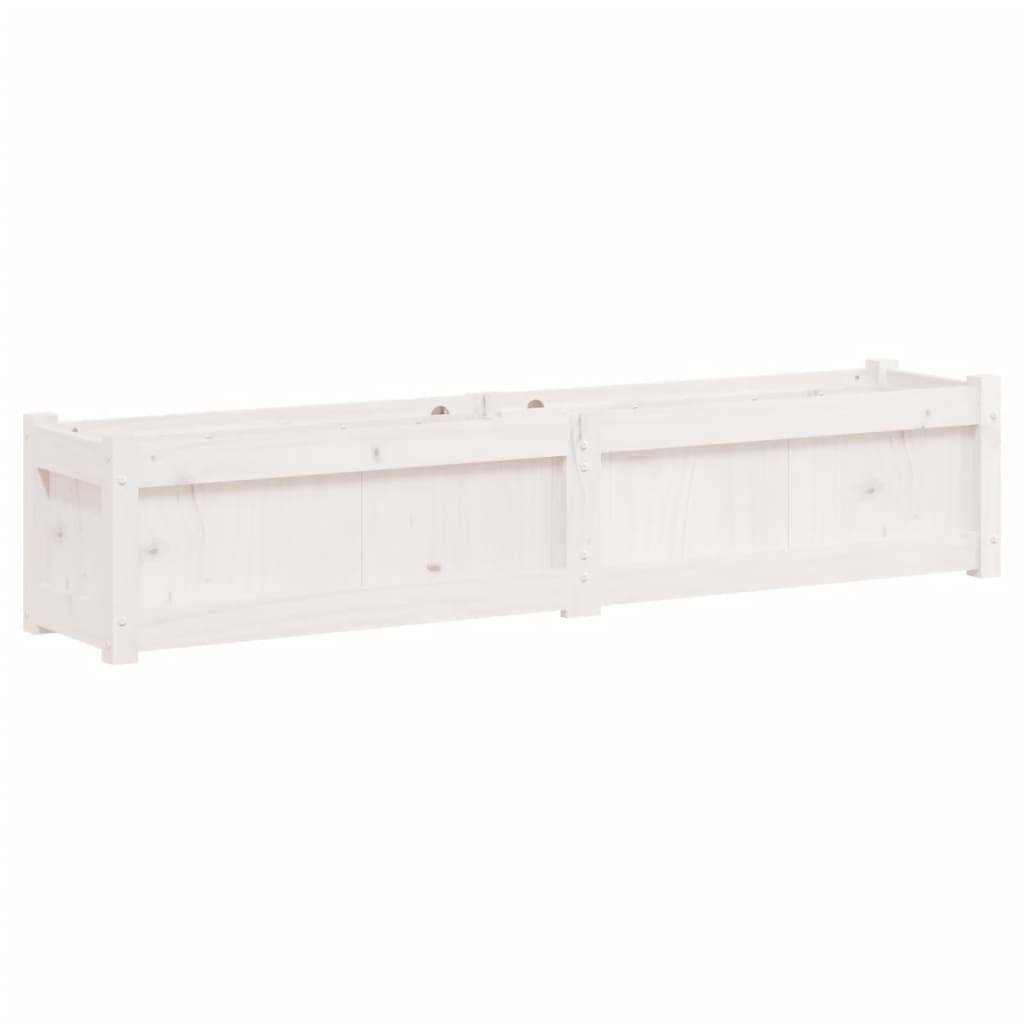 vidaXL Donica ogrodowa, biała, 150x31x31 cm, lite drewno sosnowe