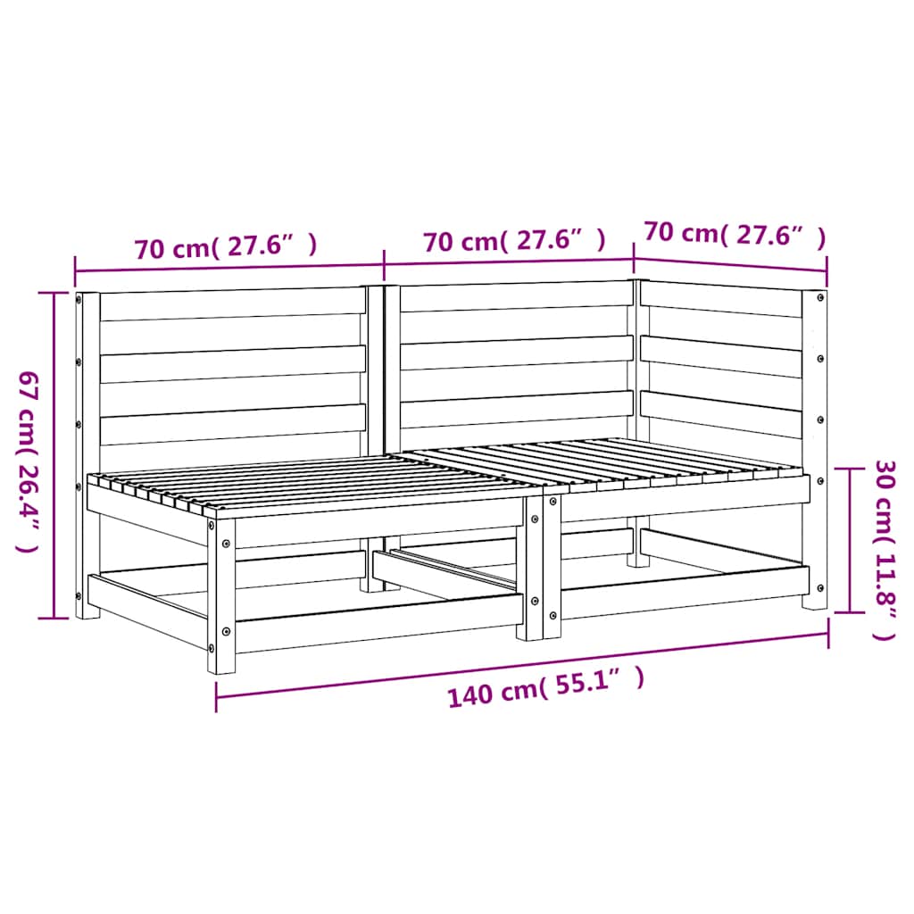 vidaXL Sofa ogrodowa, 2-osobowa, lite drewno daglezjowe