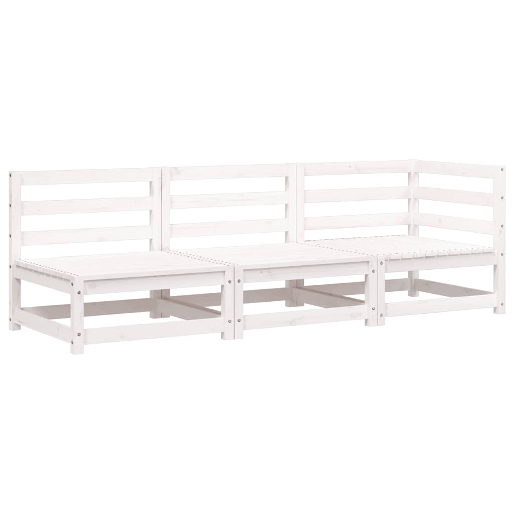 vidaXL Ogrodowa sofa 3-osobowa, biała, lite drewno sosnowe