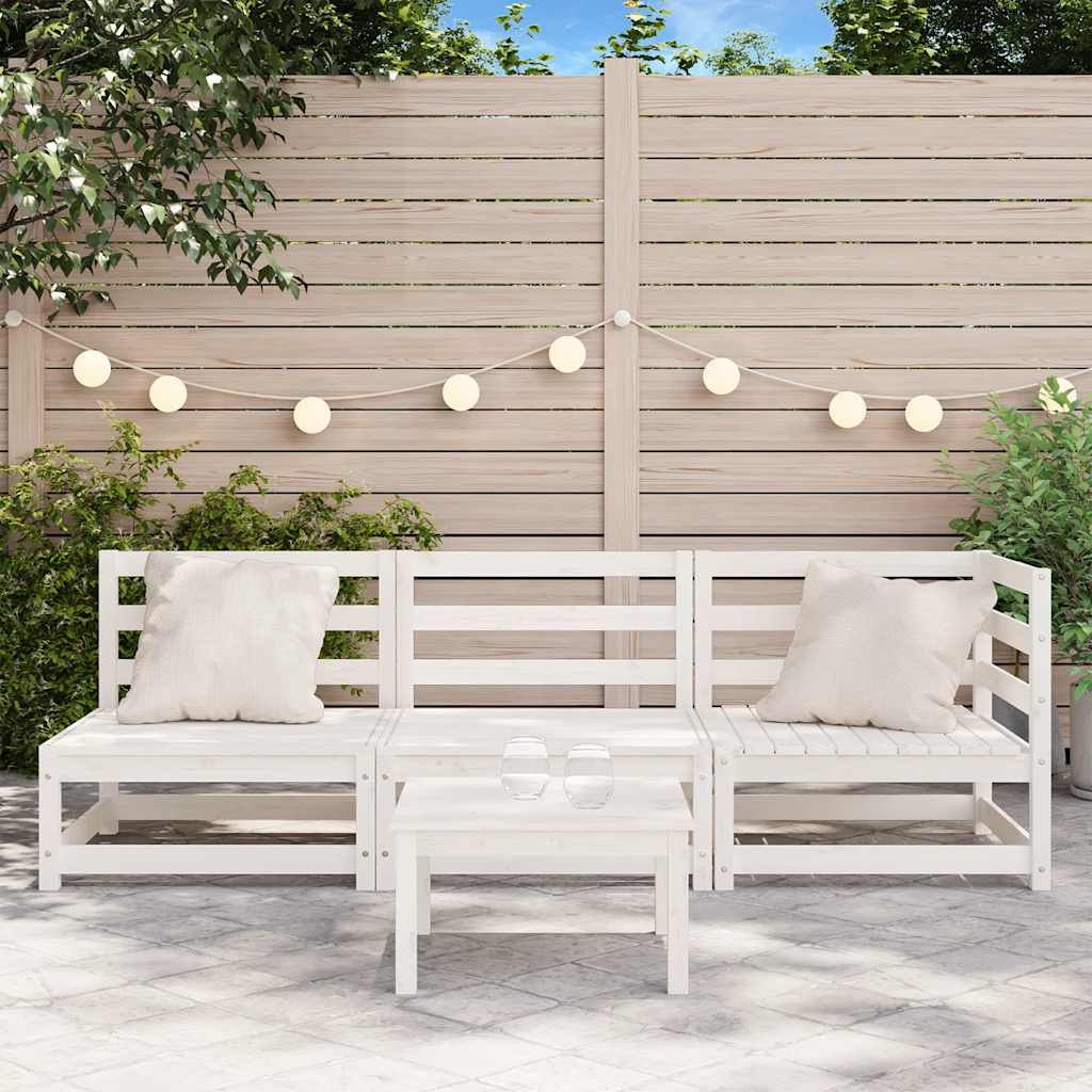 vidaXL Ogrodowa sofa 3-osobowa, biała, lite drewno sosnowe