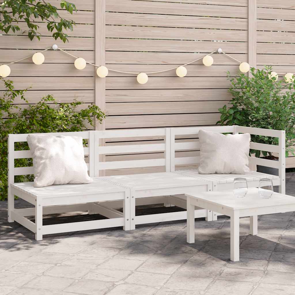 vidaXL Ogrodowa sofa 3-osobowa, biała, lite drewno sosnowe
