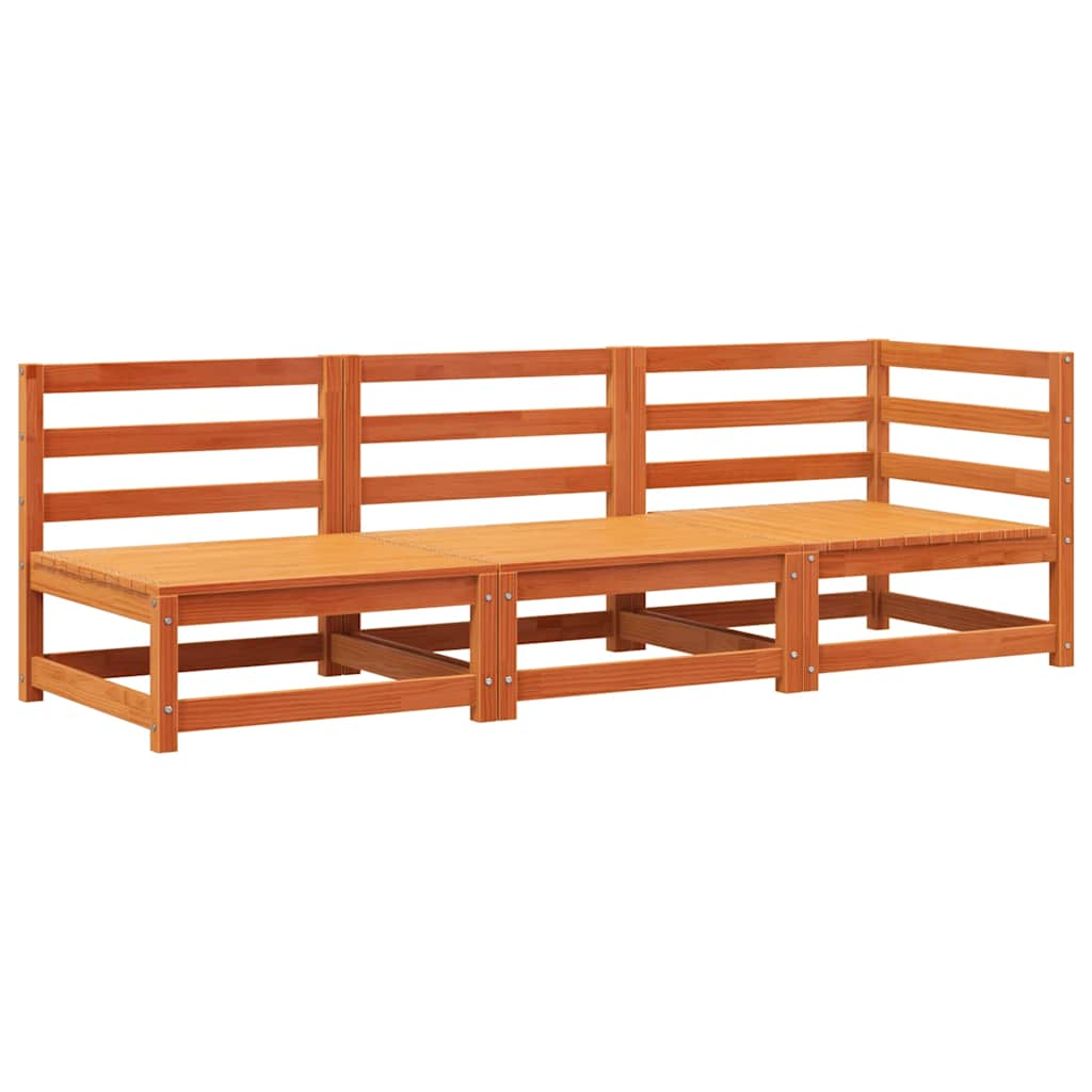 vidaXL Ogrodowa sofa 3-osobowa, woskowy brąz, lite drewno sosnowe
