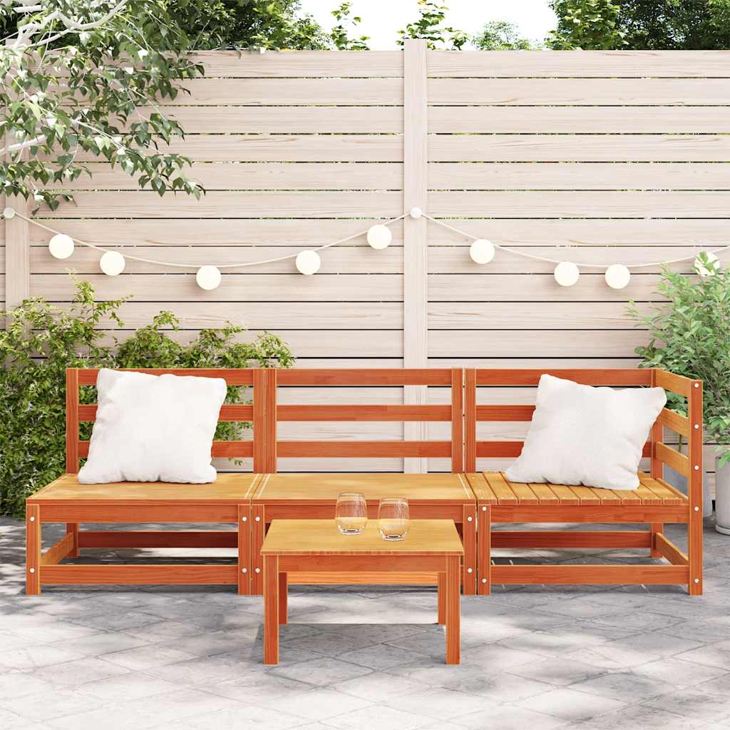 vidaXL Ogrodowa sofa 3-osobowa, woskowy brąz, lite drewno sosnowe