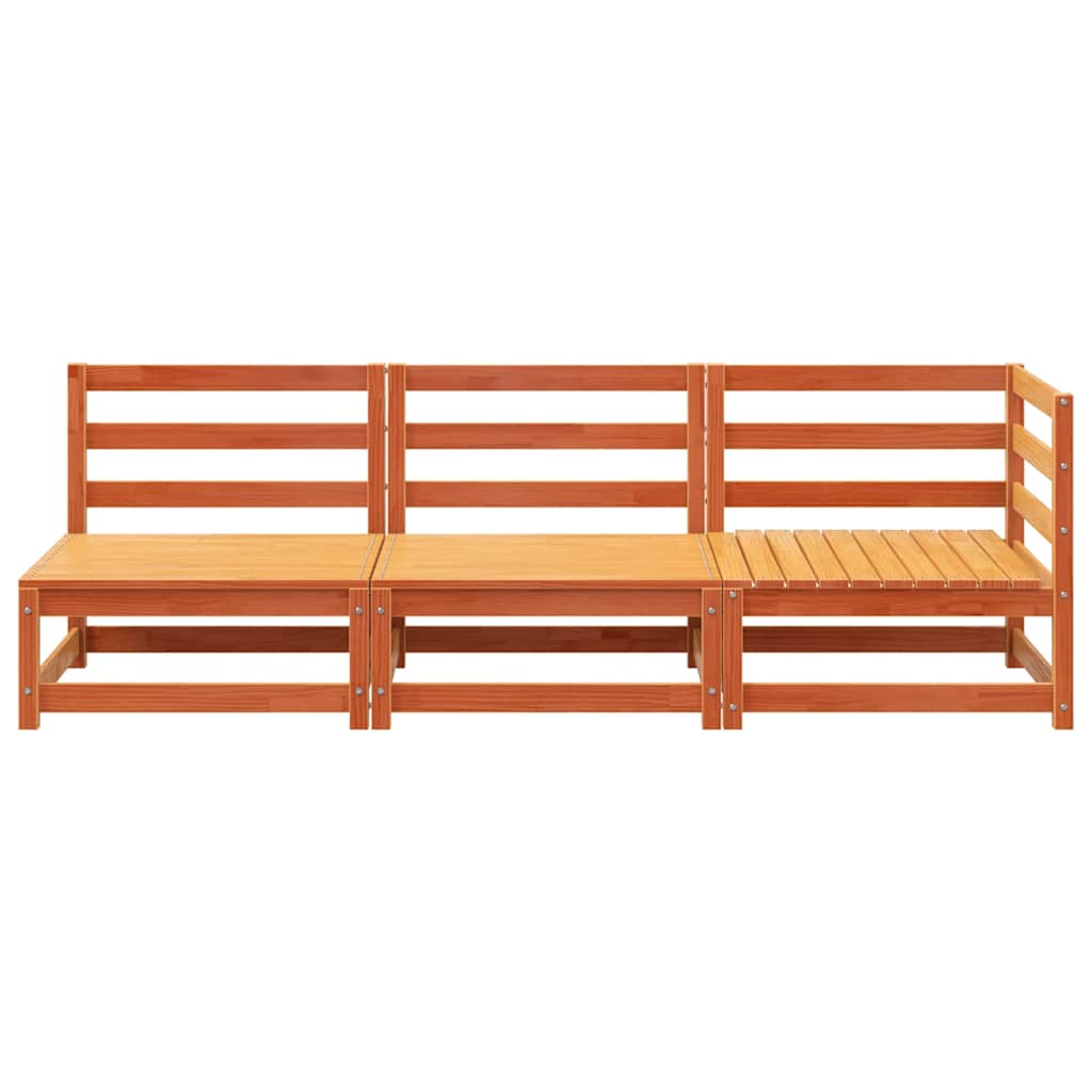 vidaXL Ogrodowa sofa 3-osobowa, woskowy brąz, lite drewno sosnowe