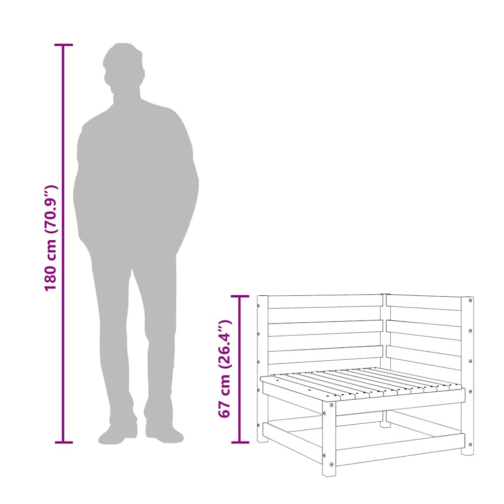 vidaXL Ogrodowa sofa 3-osobowa, woskowy brąz, lite drewno sosnowe