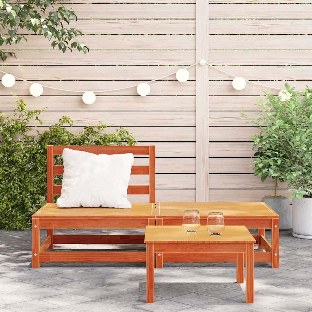 vidaXL Sofa ogrodowa bez podłokietników, z podnóżkiem, woskowy brąz