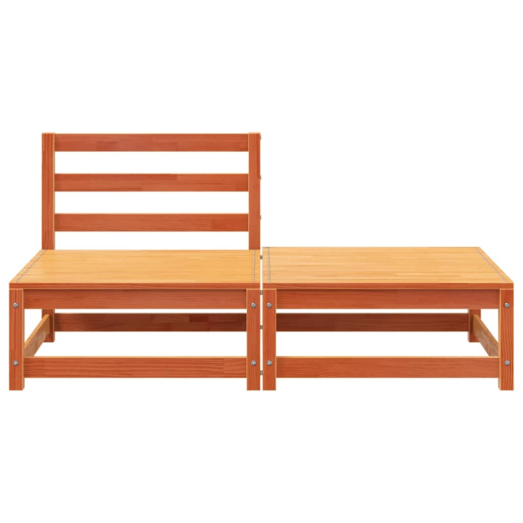 vidaXL Sofa ogrodowa bez podłokietników, z podnóżkiem, woskowy brąz