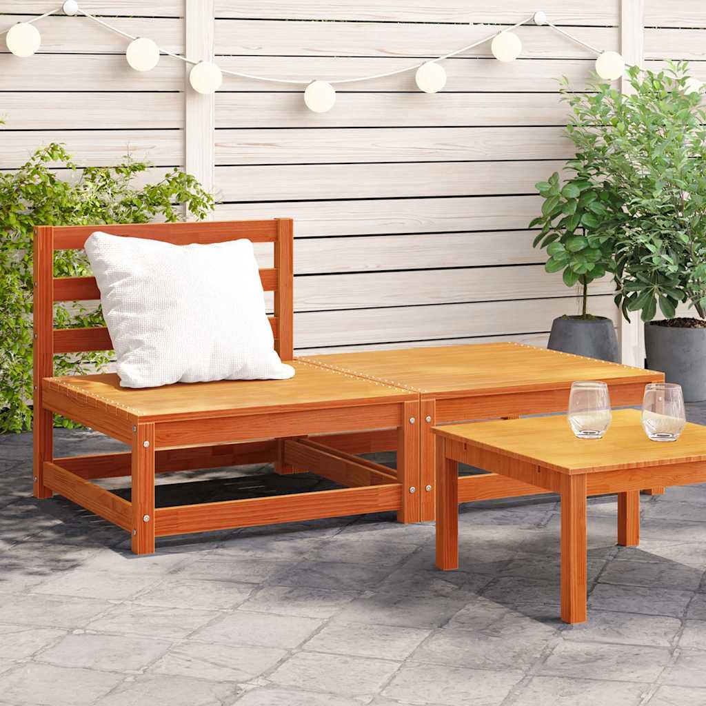 vidaXL Sofa ogrodowa bez podłokietników, z podnóżkiem, woskowy brąz