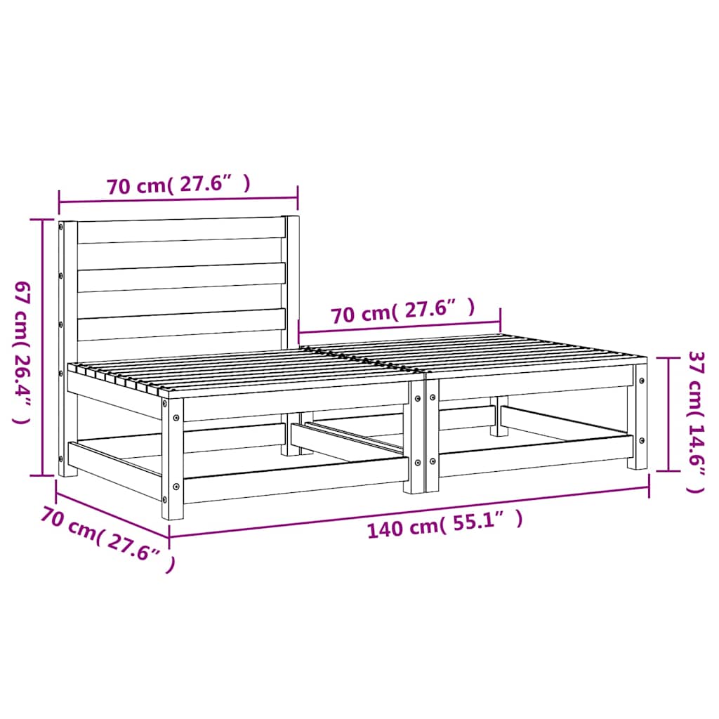 vidaXL Ogrodowa sofa bez podłokietników, podnóżek, impregnowana sosna