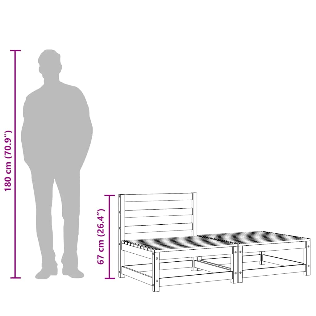 vidaXL Ogrodowa sofa bez podłokietników, podnóżek, impregnowana sosna