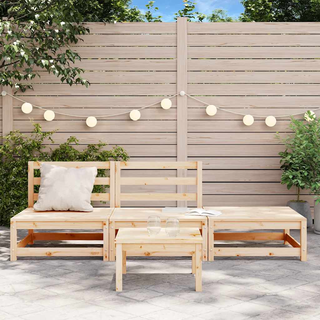 vidaXL Sofa ogrodowa bez podłokietników, z podnóżkiem, drewno sosnowe