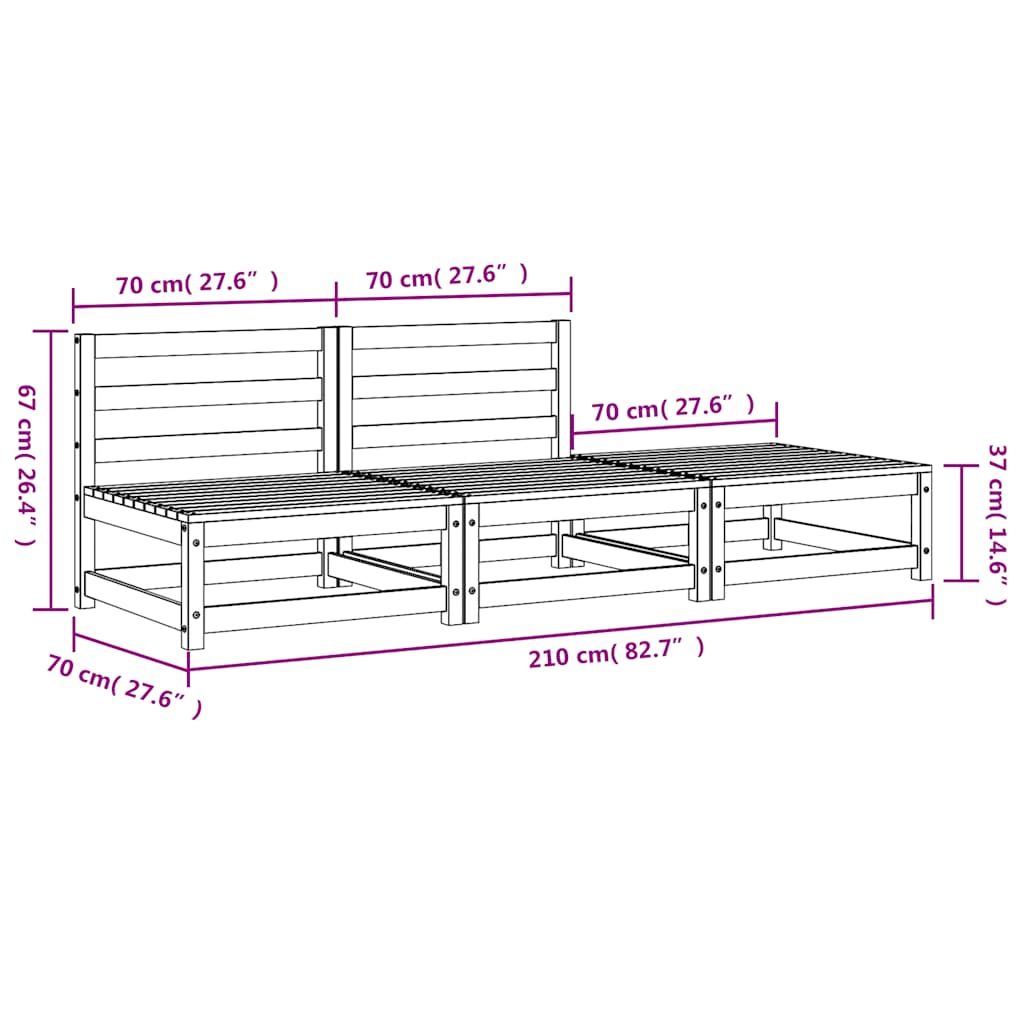 vidaXL Ogrodowa sofa bez podłokietników, podnóżek, impregnowana sosna