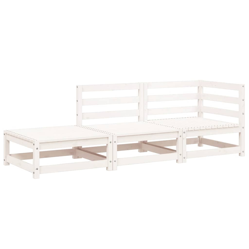 vidaXL Sofa ogrodowa z podnóżkiem, 2-osobowa, biała, drewno sosnowe