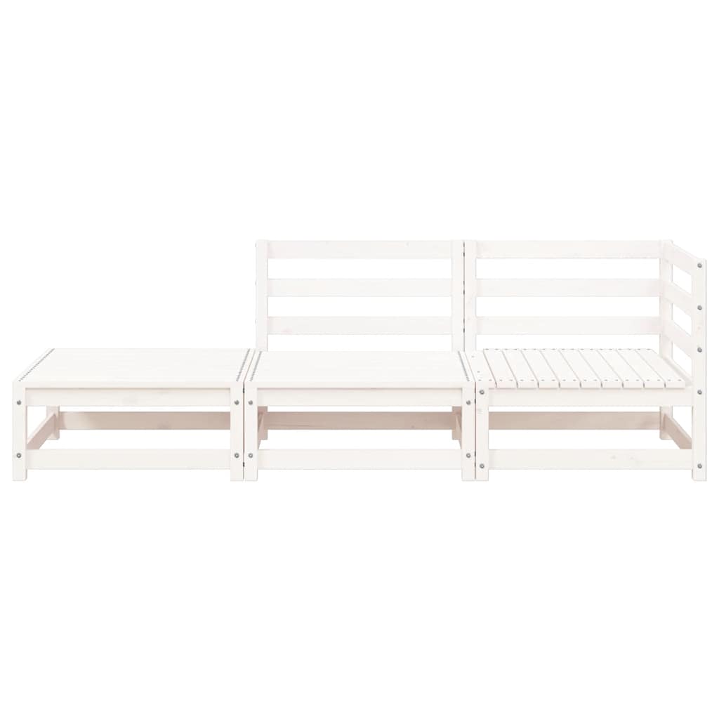 vidaXL Sofa ogrodowa z podnóżkiem, 2-osobowa, biała, drewno sosnowe