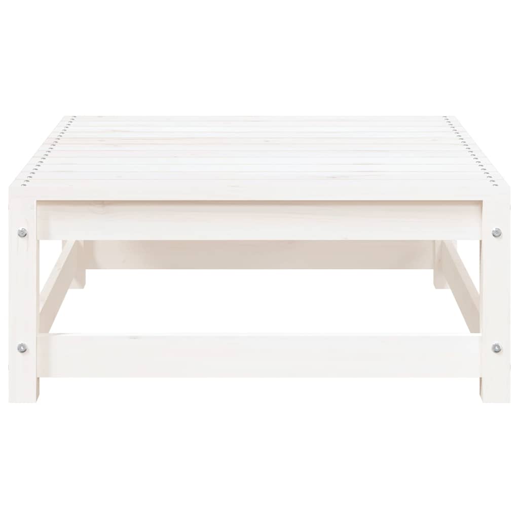 vidaXL Sofa ogrodowa z podnóżkiem, 2-osobowa, biała, drewno sosnowe