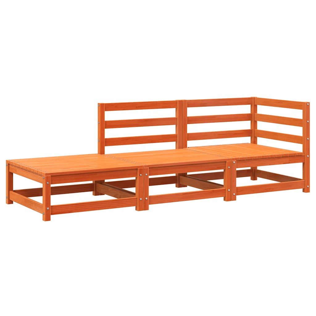 vidaXL 2-osobowa sofa ogrodowa z podnóżkiem, woskowy brąz, lita sosna