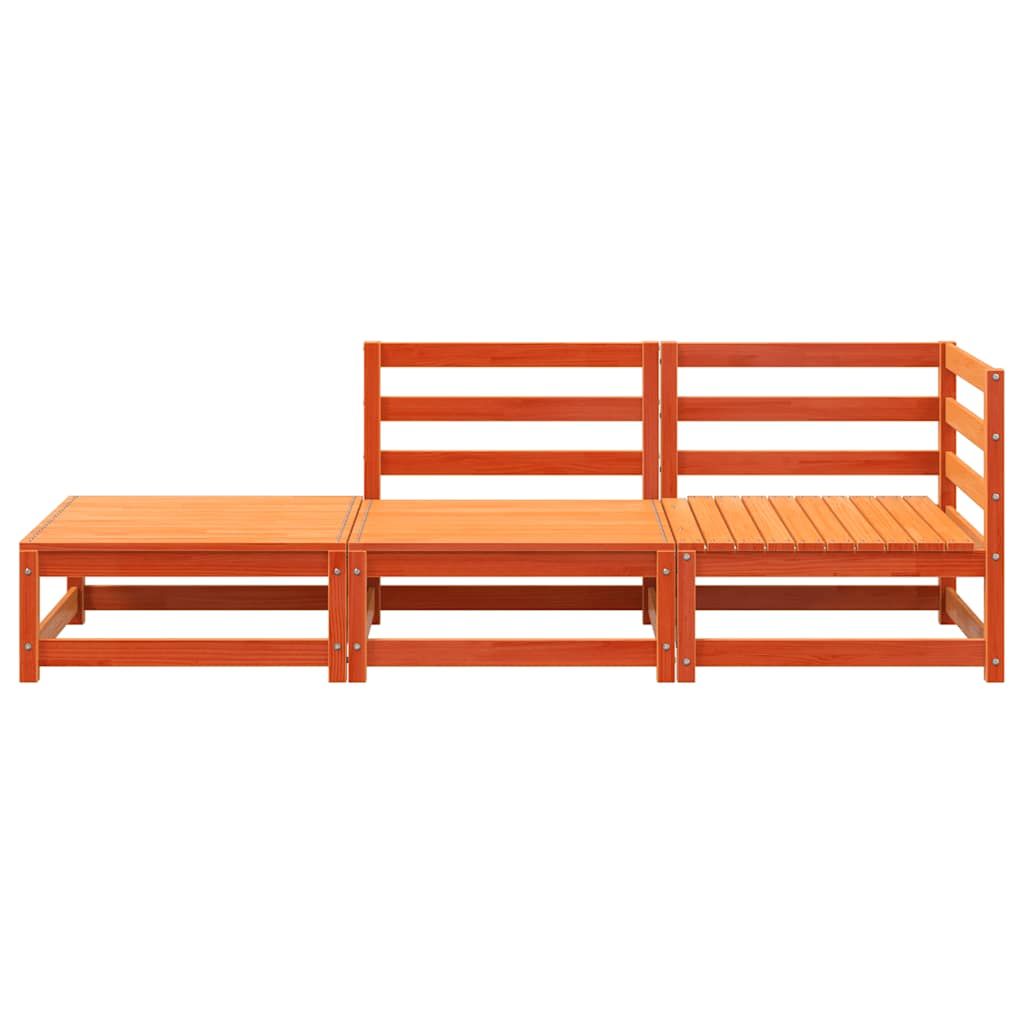 vidaXL 2-osobowa sofa ogrodowa z podnóżkiem, woskowy brąz, lita sosna
