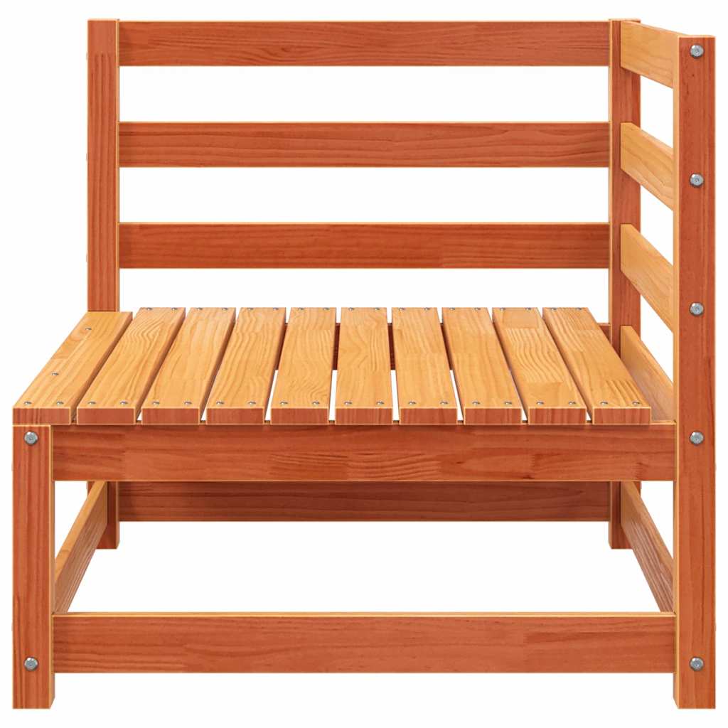 vidaXL 2-osobowa sofa ogrodowa z podnóżkiem, woskowy brąz, lita sosna