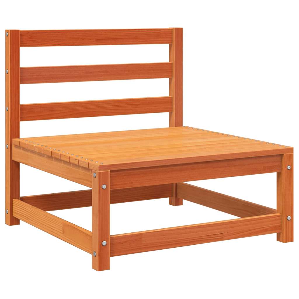 vidaXL 2-osobowa sofa ogrodowa z podnóżkiem, woskowy brąz, lita sosna