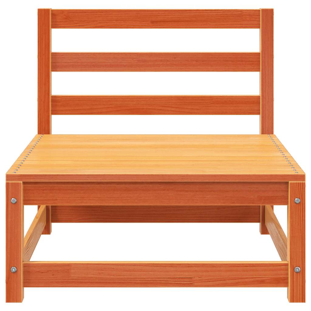vidaXL 2-osobowa sofa ogrodowa z podnóżkiem, woskowy brąz, lita sosna