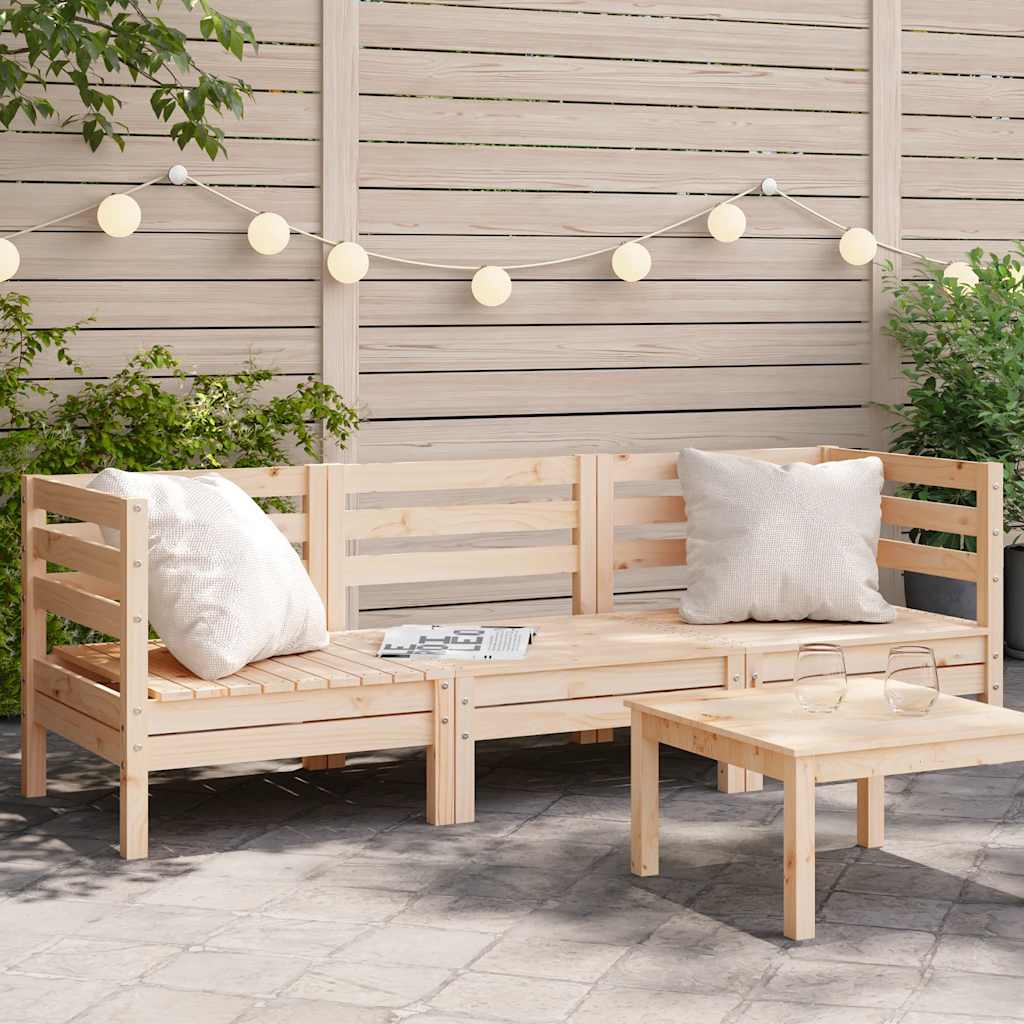 vidaXL Ogrodowa sofa 3-osobowa, lite drewno sosnowe