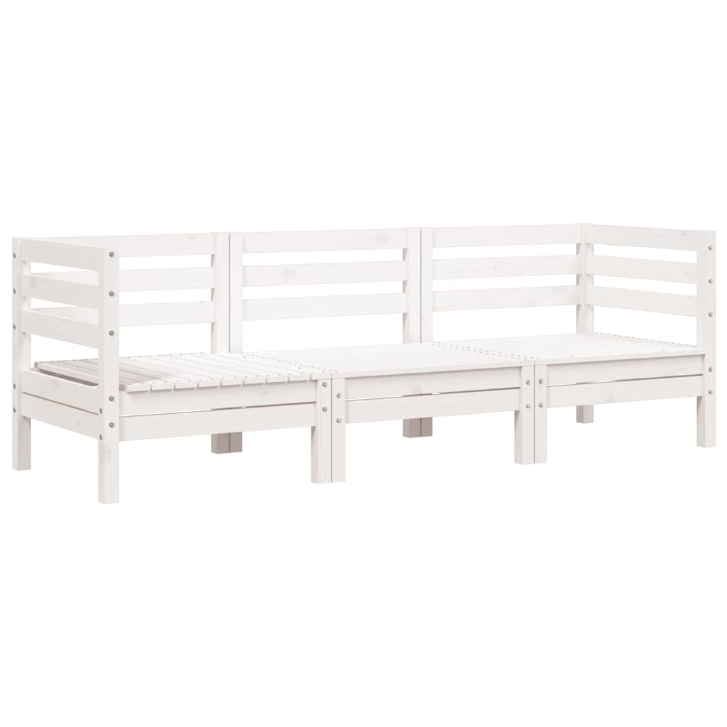 vidaXL Ogrodowa sofa 3-osobowa, biała, lite drewno sosnowe