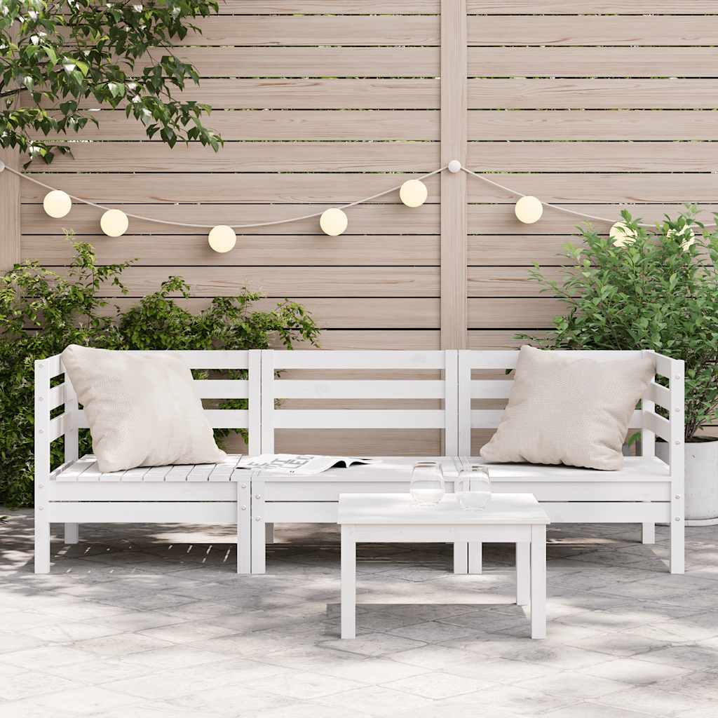 vidaXL Ogrodowa sofa 3-osobowa, biała, lite drewno sosnowe