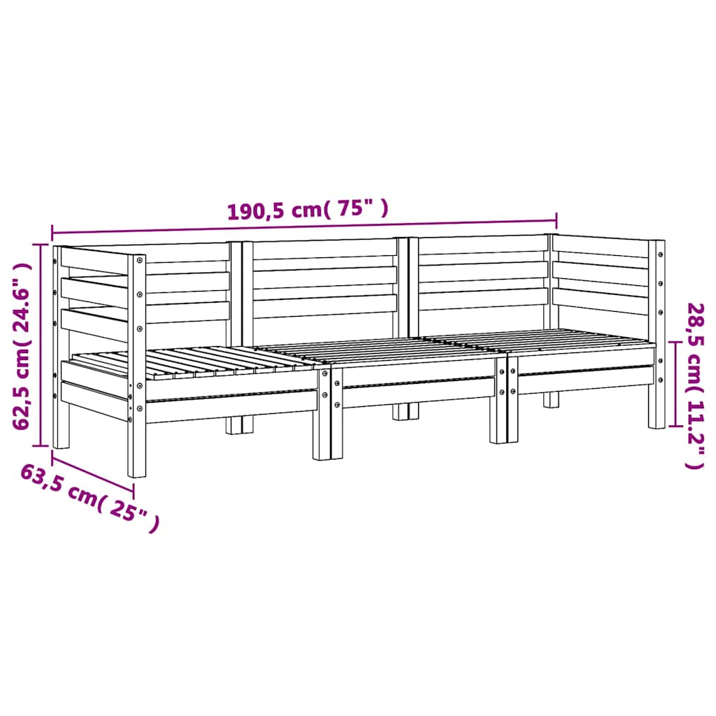 vidaXL Ogrodowa sofa 3-osobowa, biała, lite drewno sosnowe