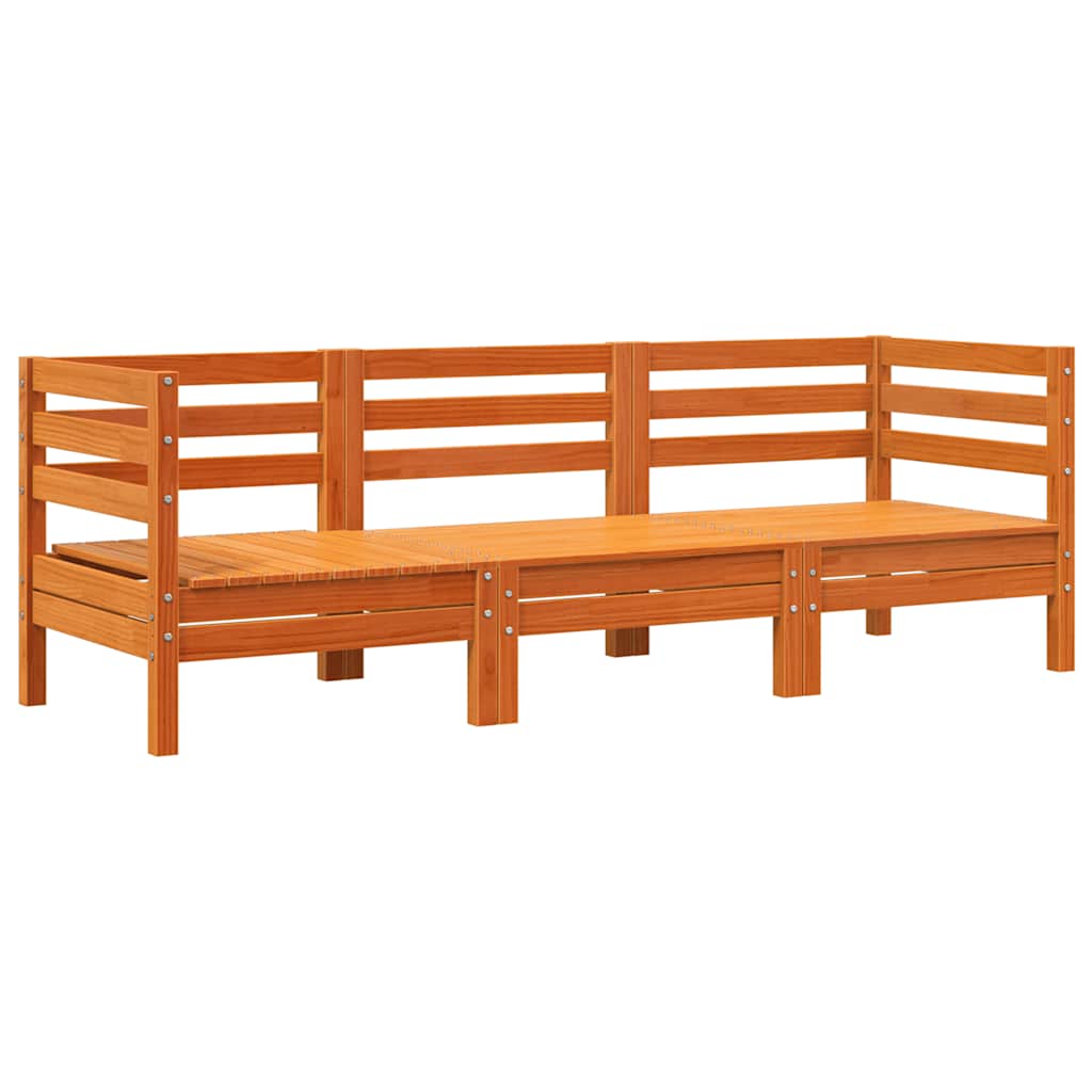 vidaXL Ogrodowa sofa 3-osobowa, woskowy brąz, lite drewno sosnowe
