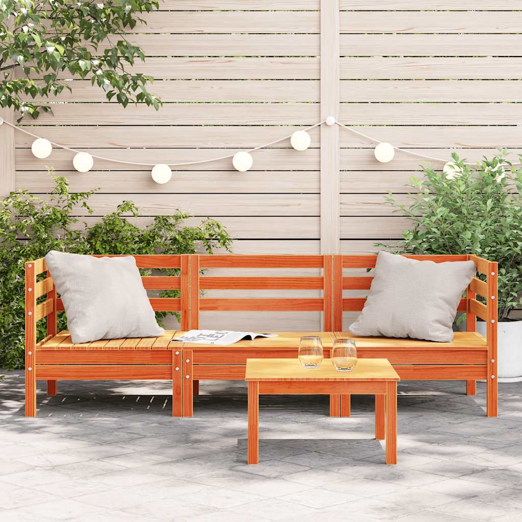 vidaXL Ogrodowa sofa 3-osobowa, woskowy brąz, lite drewno sosnowe