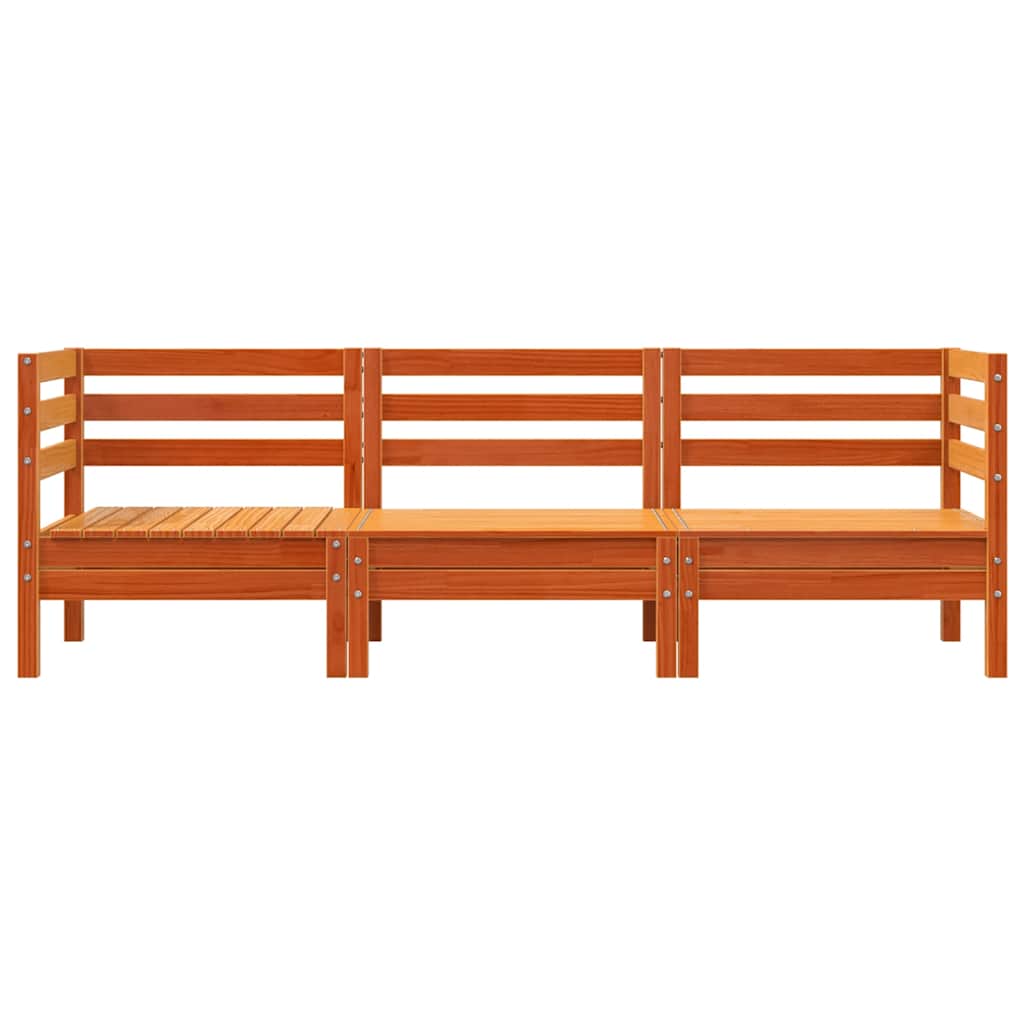 vidaXL Ogrodowa sofa 3-osobowa, woskowy brąz, lite drewno sosnowe