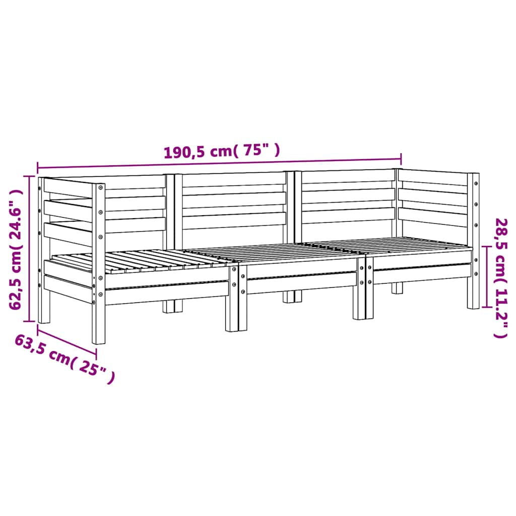 vidaXL Ogrodowa sofa 3-osobowa, impregnowane drewno sosnowe