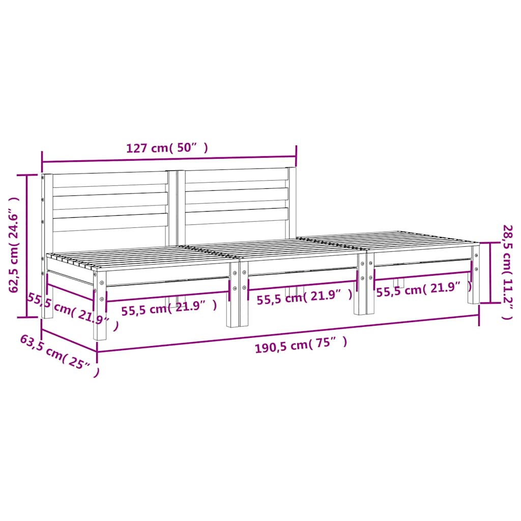 vidaXL Ogrodowa sofa 3-osobowa, lite drewno sosnowe