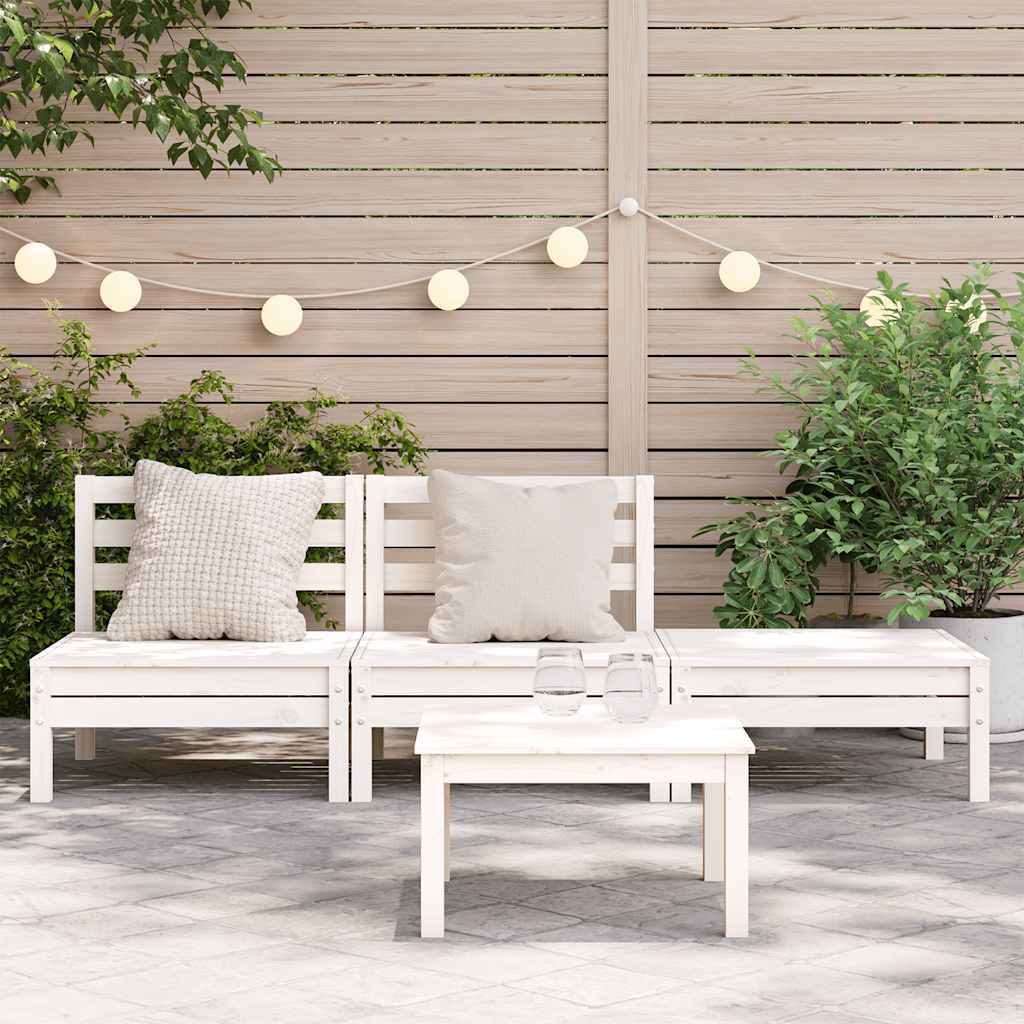 vidaXL Ogrodowa sofa 3-osobowa, biała, lite drewno sosnowe