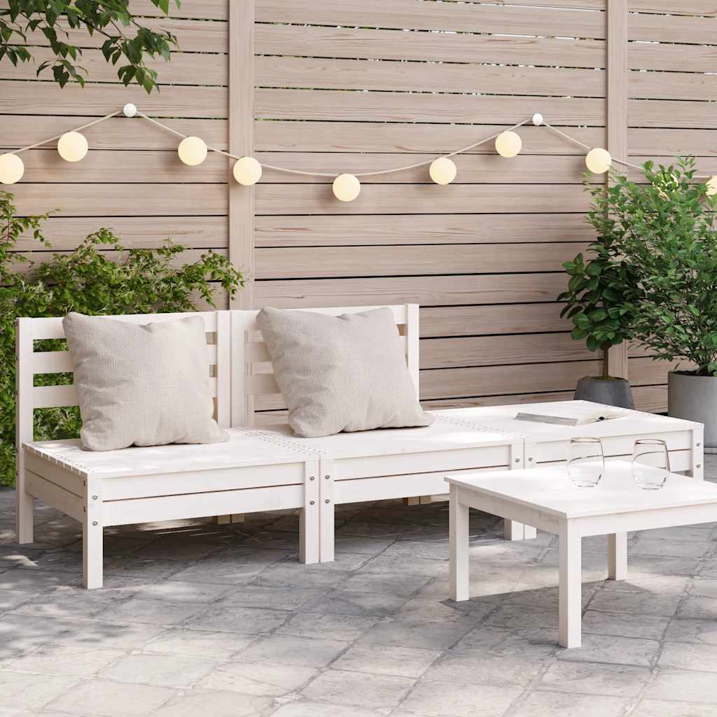 vidaXL Ogrodowa sofa 3-osobowa, biała, lite drewno sosnowe