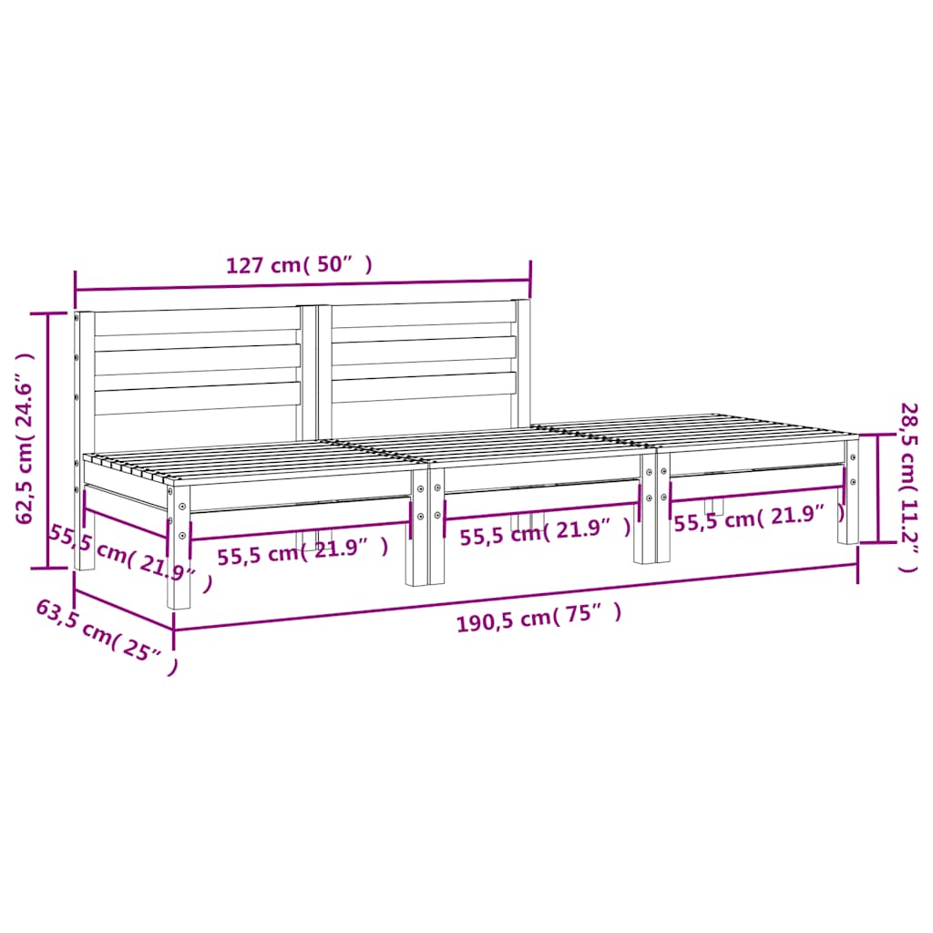 vidaXL Ogrodowa sofa 3-osobowa, woskowy brąz, lite drewno sosnowe